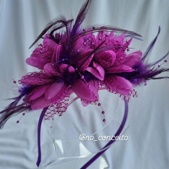 Tiara de Carnaval - Flor e Plumas