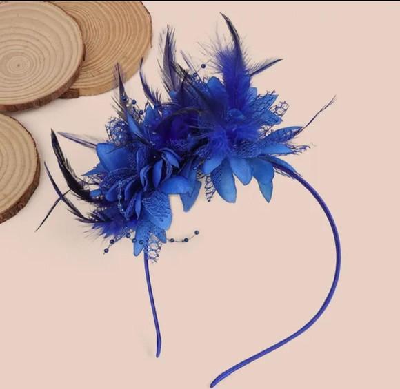 Tiaras para o Carnaval - Flores e Plumas Azul Royal