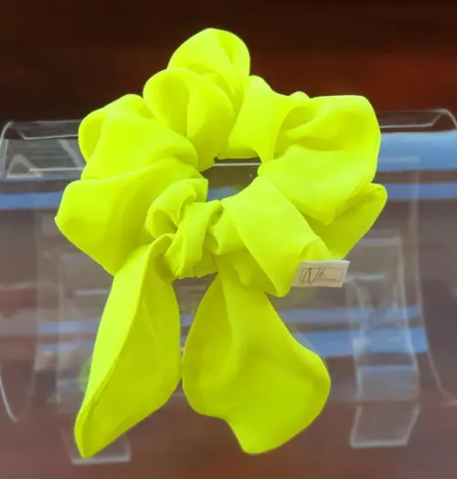 3 Scrunchie com Laço - Seda Neon