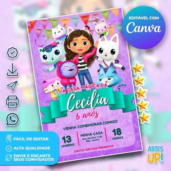 Convite de Aniversário a Casa Mágica da Gabby