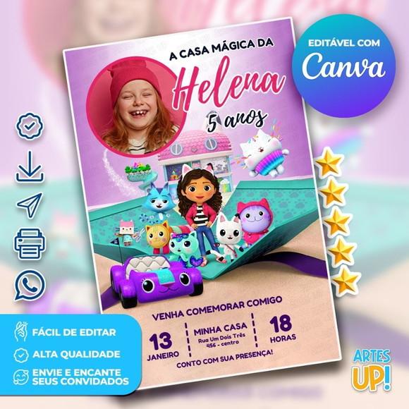 Convite de Aniversário a Casa Mágica da Gabby com Foto