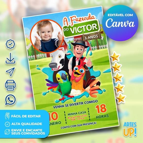 Convite de Aniversário a Fazenda do Zenon com Foto