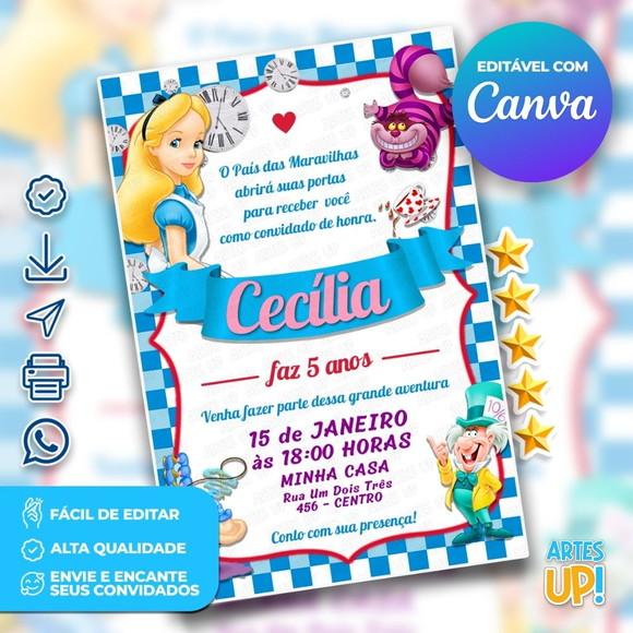 Convite de Aniversário Alice no País das Maravilhas
