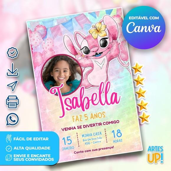 Convite de Aniversário Angel Aquarela com Foto