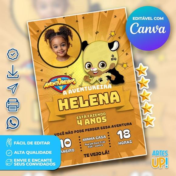 Convite de Aniversário Aventureira Amarela com Foto
