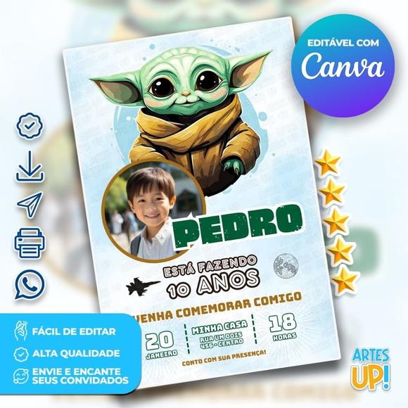 Convite de Aniversário Baby Yoda com Foto