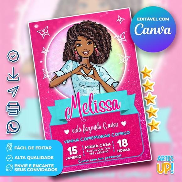 Convite de Aniversário Barbie Negra