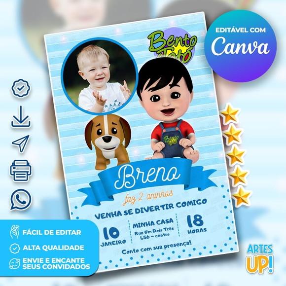 Convite de Aniversário Bento e Totó com Foto
