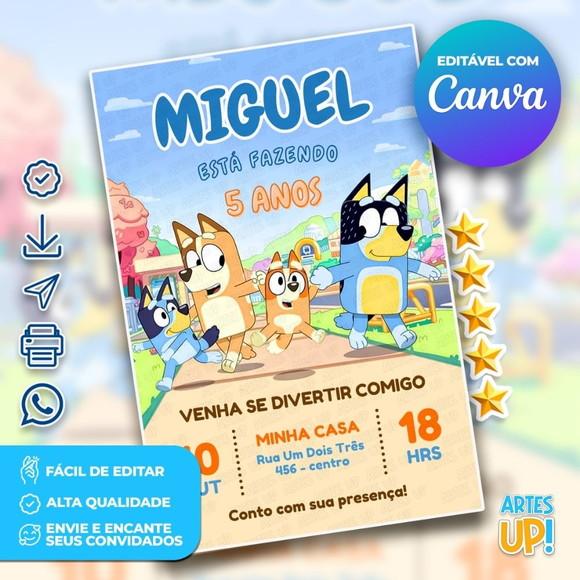 Convite de Aniversário Bluey e Bingo