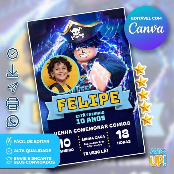 Convite de Aniversário Blox Fruits com Foto