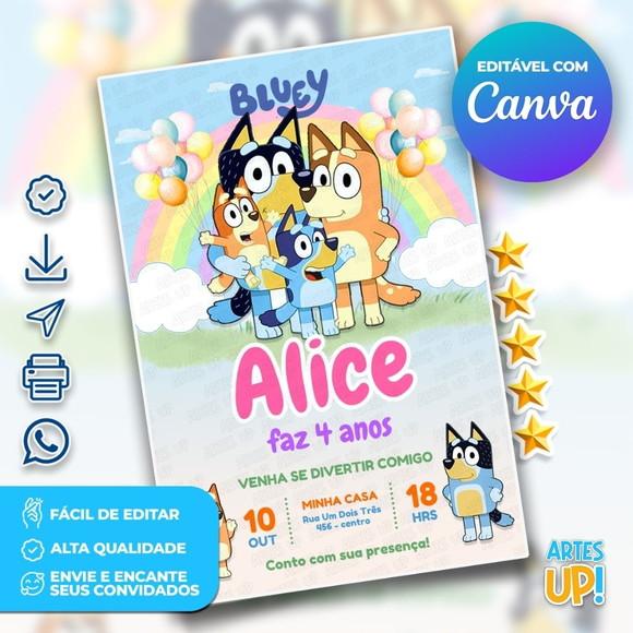 Convite de Aniversário Bluey e Bingo