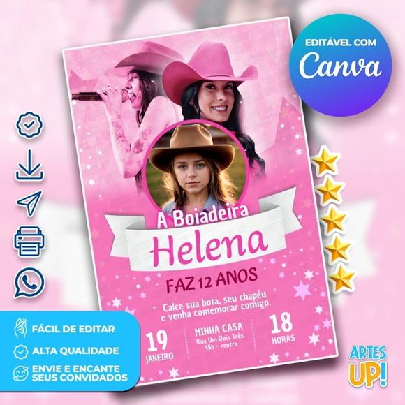 Convite de Aniversário Boiadeira, Ana Castela com Foto