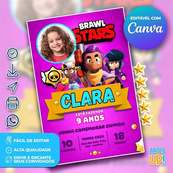 Convite de Aniversário Brawl Stars com Foto