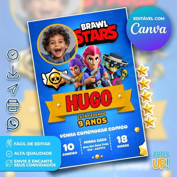 Convite de Aniversário Brawl Stars com Foto
