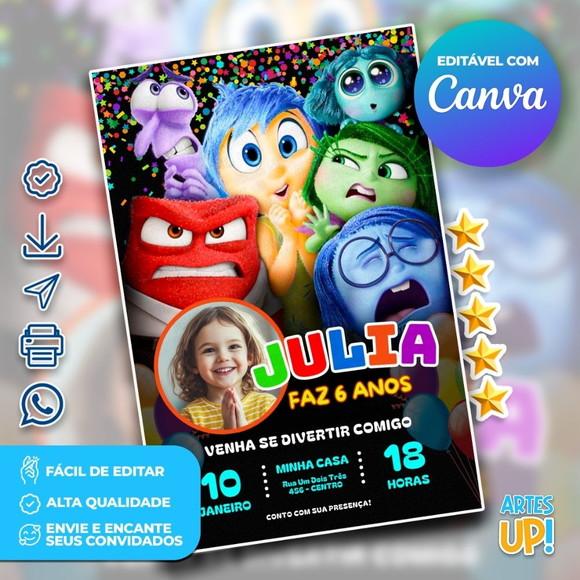 Convite de Aniversário Divertida Mente com Foto
