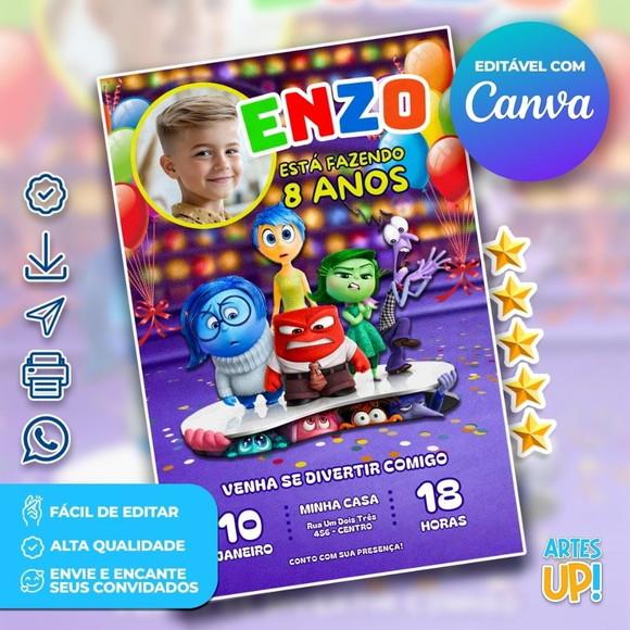 Convite de Aniversário Divertida Mente com Foto