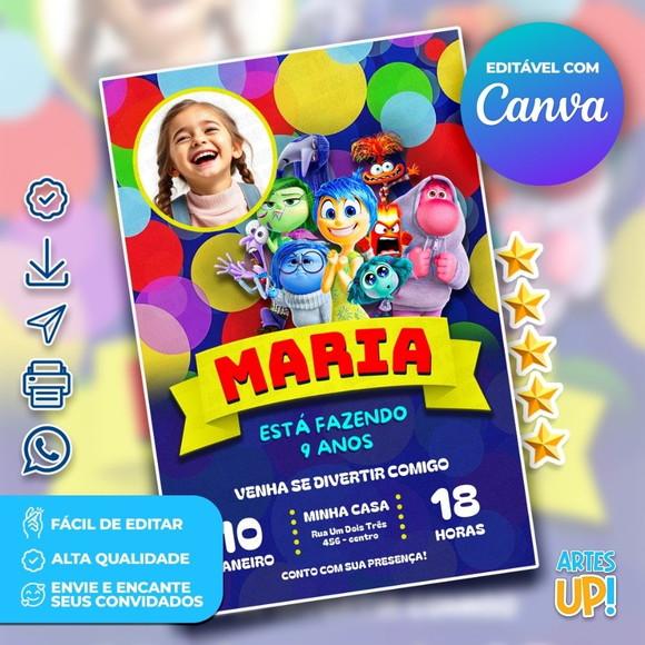 Convite de Aniversário Divertida Mente com Foto