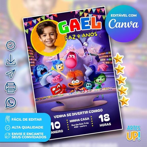 Convite de Aniversário Divertida Mente com Foto