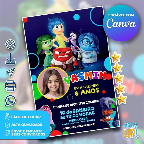 Convite de Aniversário Divertida Mente com Foto