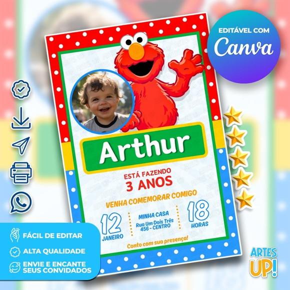 Convite de Aniversário Elmo com Foto