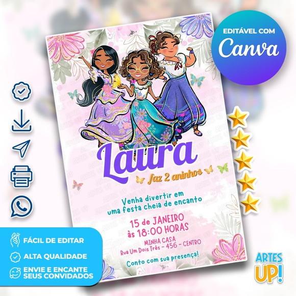 Convite de Aniversário Encanto Aquarela Floral