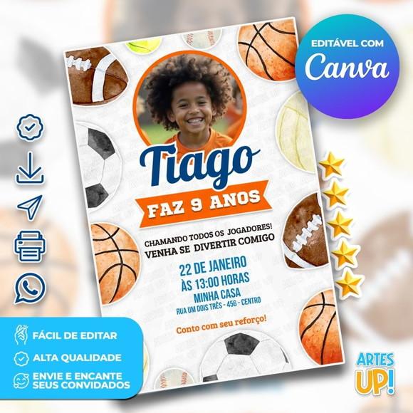 Convite de Aniversário Esportes com Foto