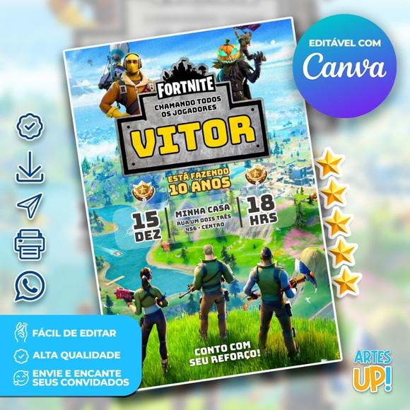Convite de Aniversário Fortnite
