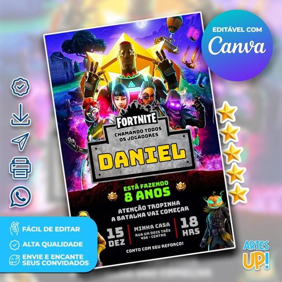 Convite de Aniversário Fortnite