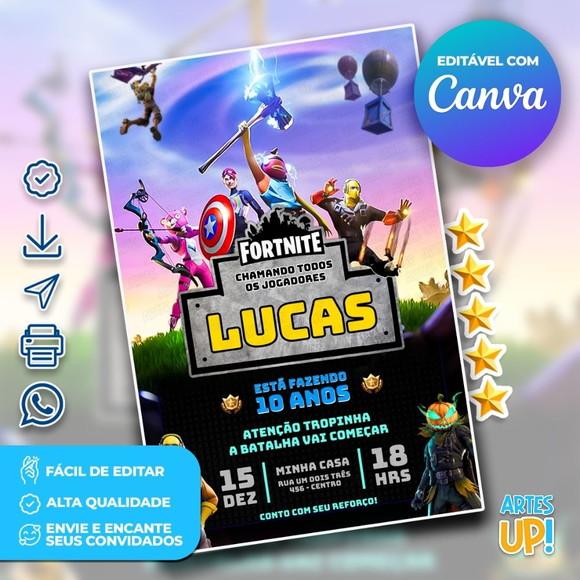 Convite de Aniversário Fortnite