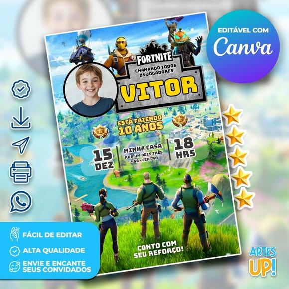 Convite de Aniversário Fortnite com Foto