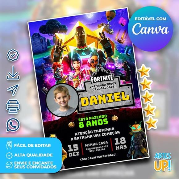 Convite de Aniversário Fortnite com Foto