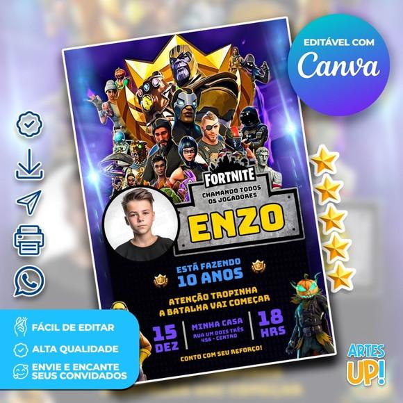 Convite de Aniversário Fortnite com Foto