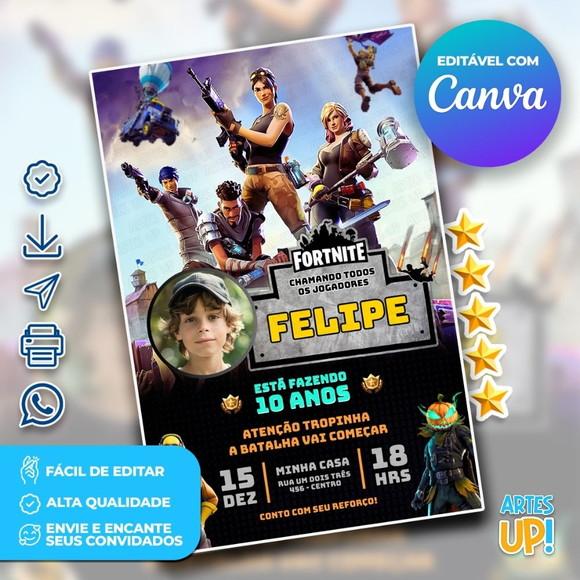 Convite de Aniversário Fortnite com Foto