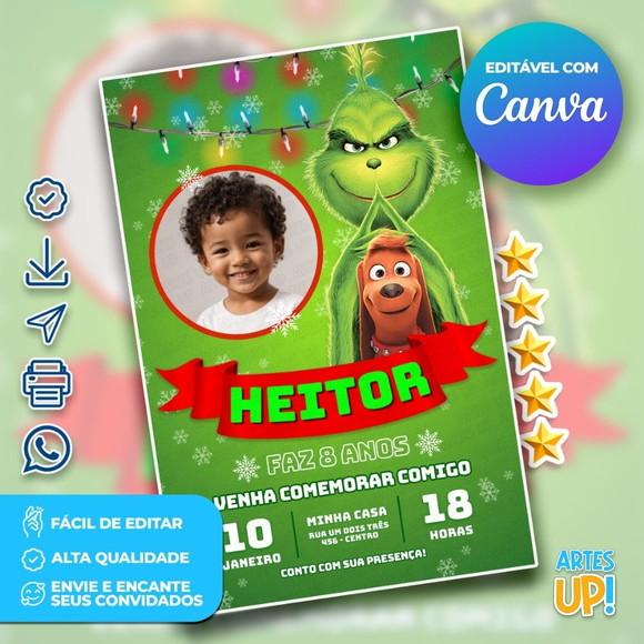 Convite de Aniversário Grinch com Foto