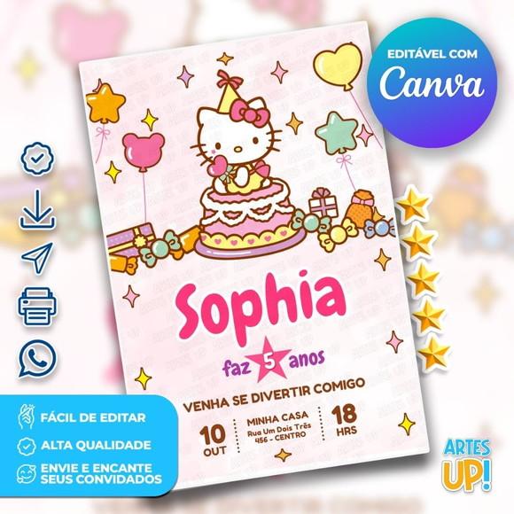 Convite de Aniversário Hello Kitty