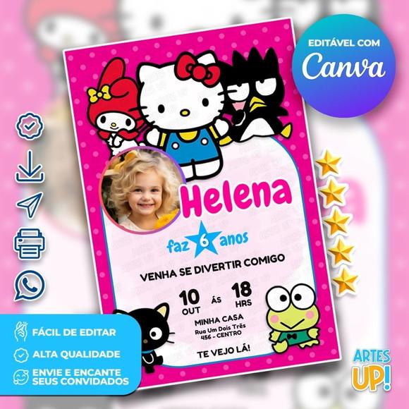 Convite de Aniversário Hello Kitty com Foto