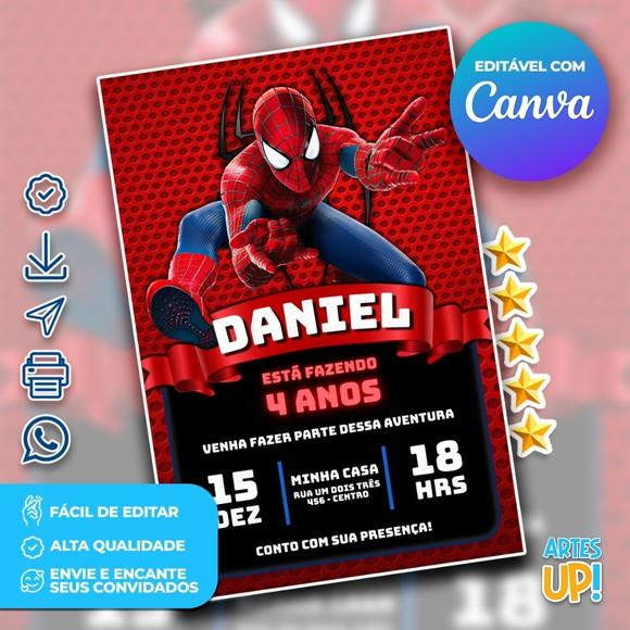 Convite de Aniversário Homem Aranha