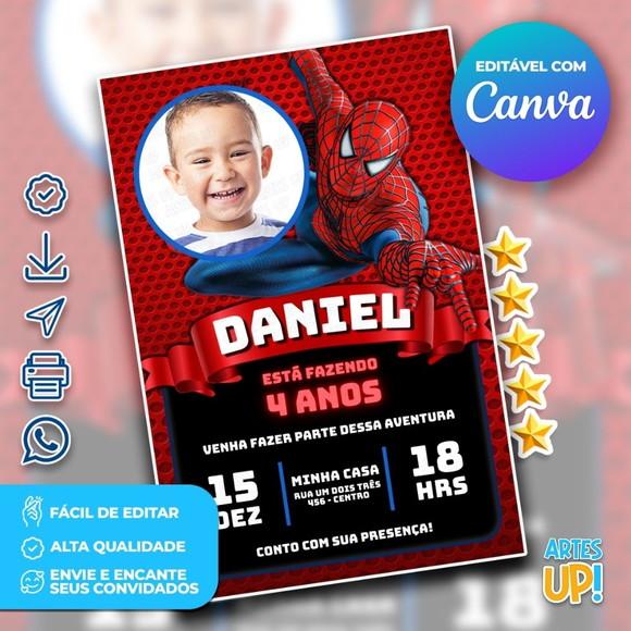 Convite de Aniversário Homem Aranha com Foto