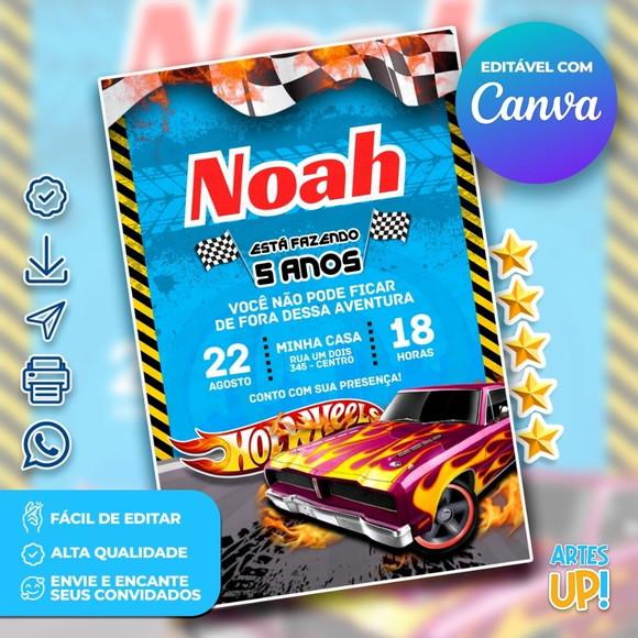 Convite de Aniversário Hot Wheels