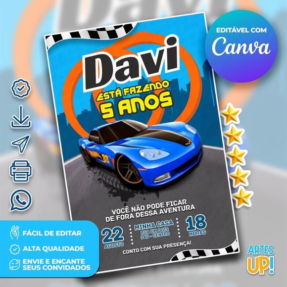 Convite de Aniversário Hot Wheels