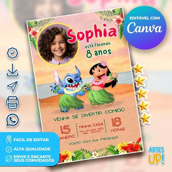 Convite de Aniversário Lilo e Stitch com Foto
