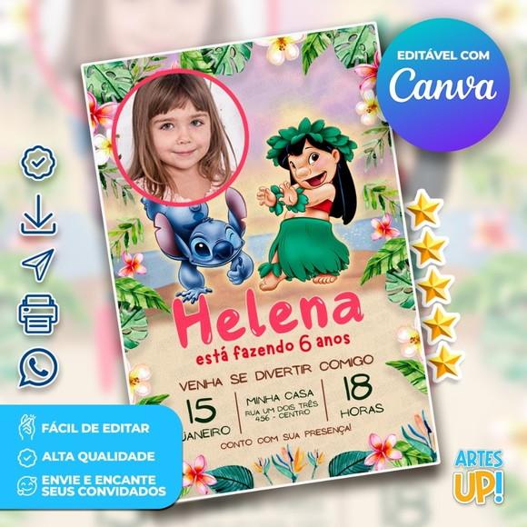 Convite de Aniversário Lilo e Stitch com Foto