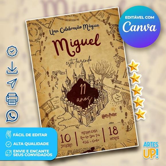 Convite de Aniversário Mapa do Maroto Harry Potter