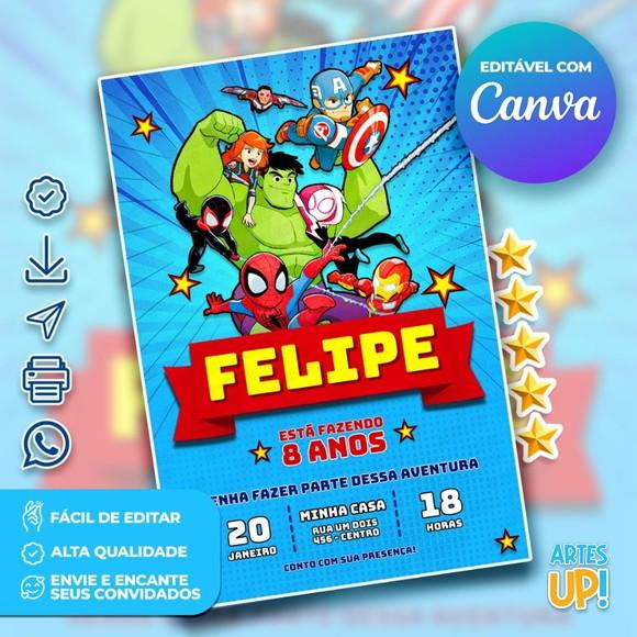 Convite de Aniversário Marvel Super Hero Adventures