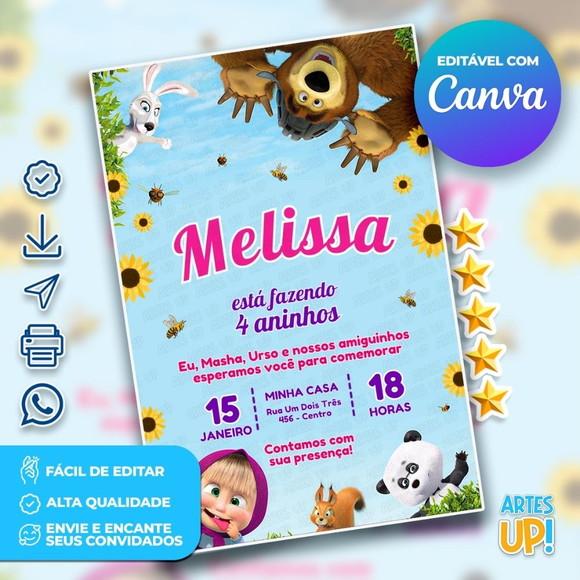 Convite de Aniversário Masha e o Urso