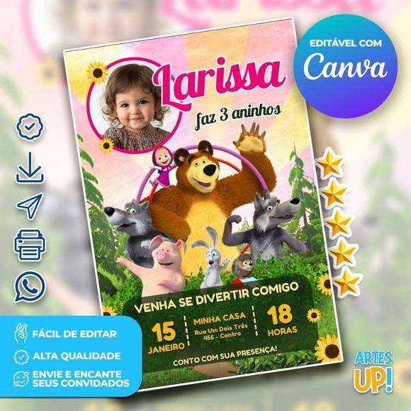 Convite de Aniversário Masha e o Urso com Foto