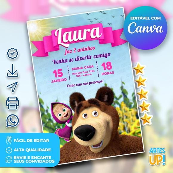 Convite de Aniversário Masha e o Urso
