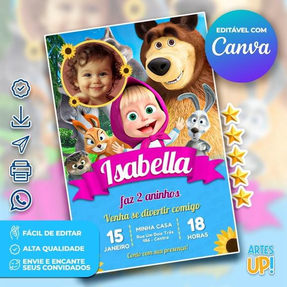 Convite de Aniversário Masha e o Urso com Foto