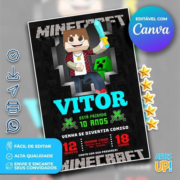 Convite de Aniversário Minecraft