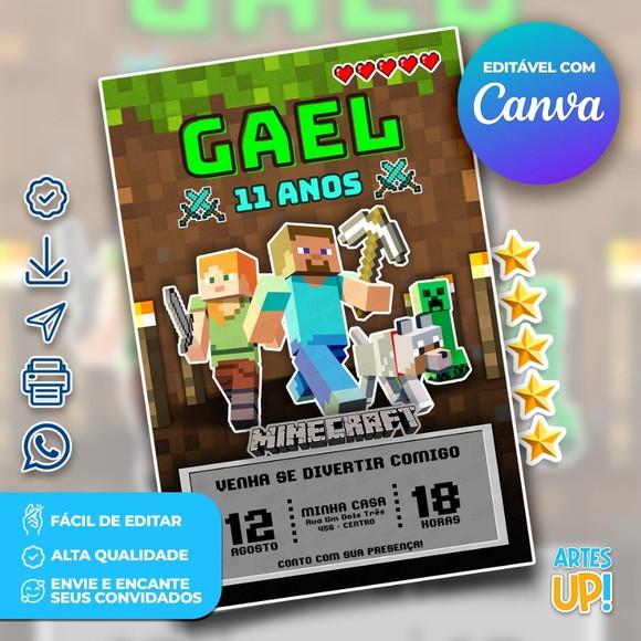 Convite de Aniversário Minecraft
